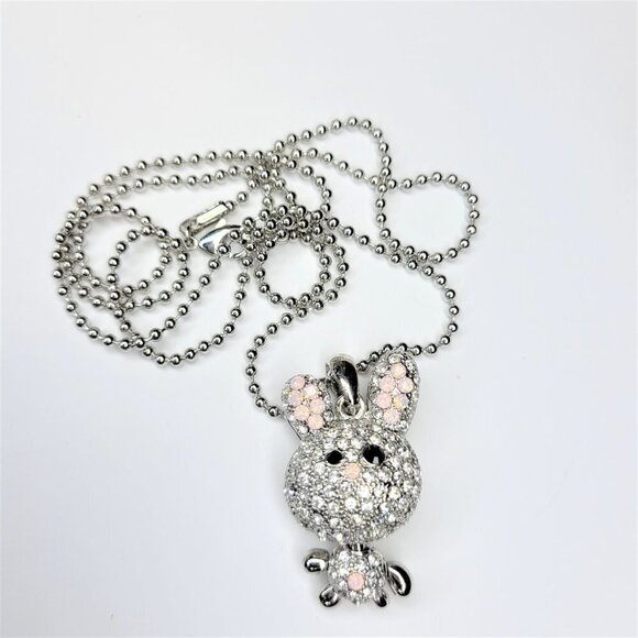 Crystal Rabbit Necklace, Bunny Pendant - Picture 1 of 8